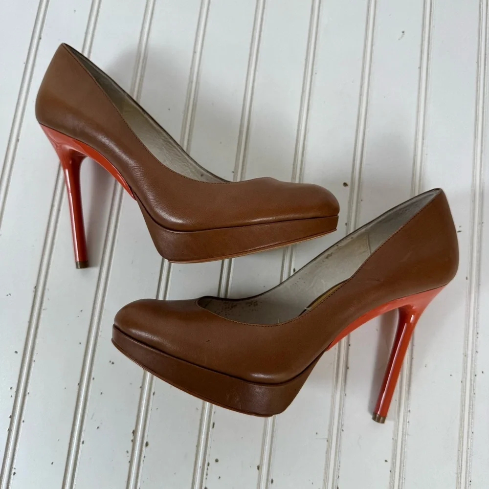 Michael Kors Rochelle Pump‎ Women's Size 10M Barley Brown Leather Heels Shoes